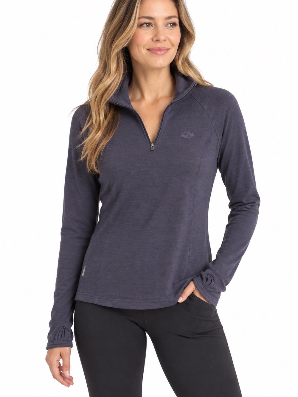 Icebreaker Merino Wool 1/4 Zip Pullover Sweater Women’s M Purple Bodyfit 260